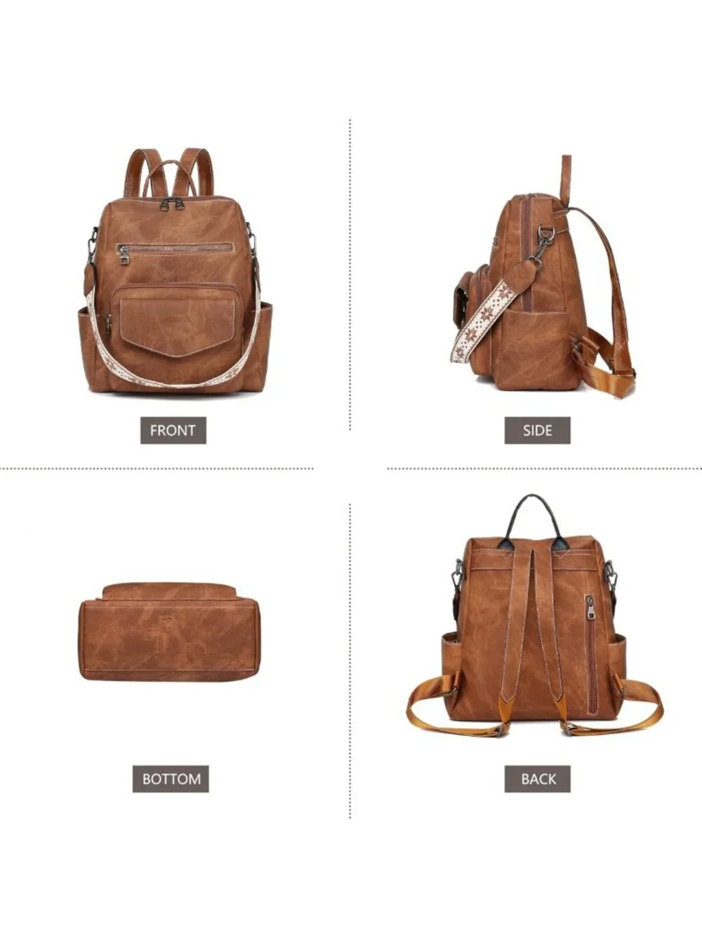 Stylish PU Leather Backpack Purse for Women - Small Travel Handbag & Shoulder